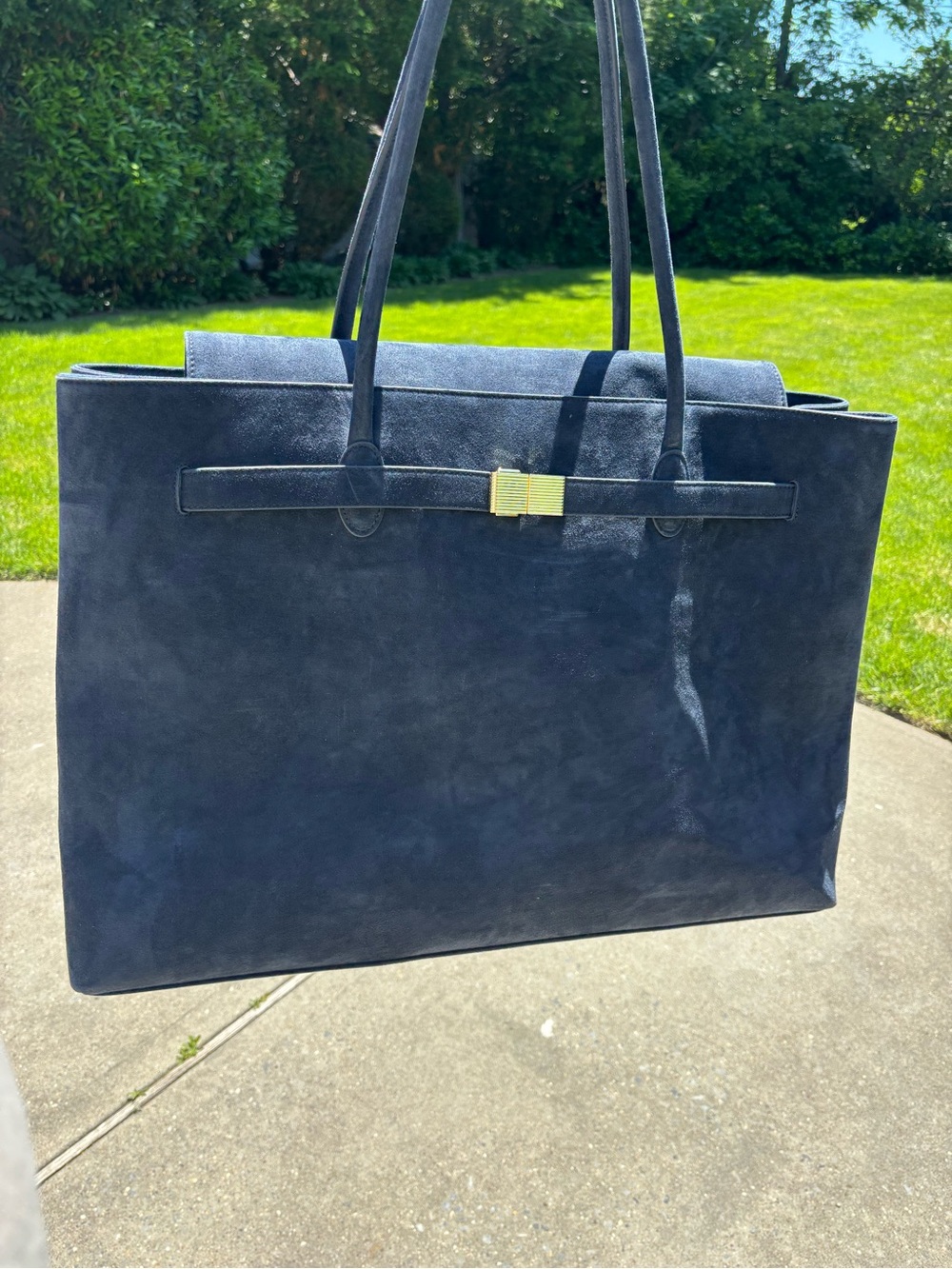 Amy Shehab Giant Navy Suede Tote Bag - Picture 5 of 14